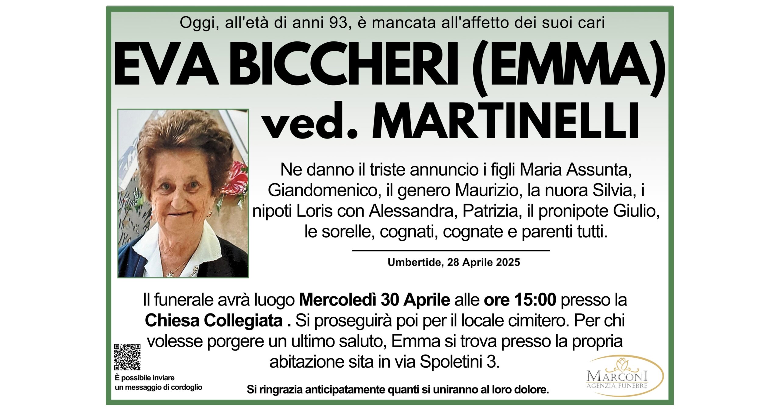 Eva Biccheri (Emma) ved. Martinelli